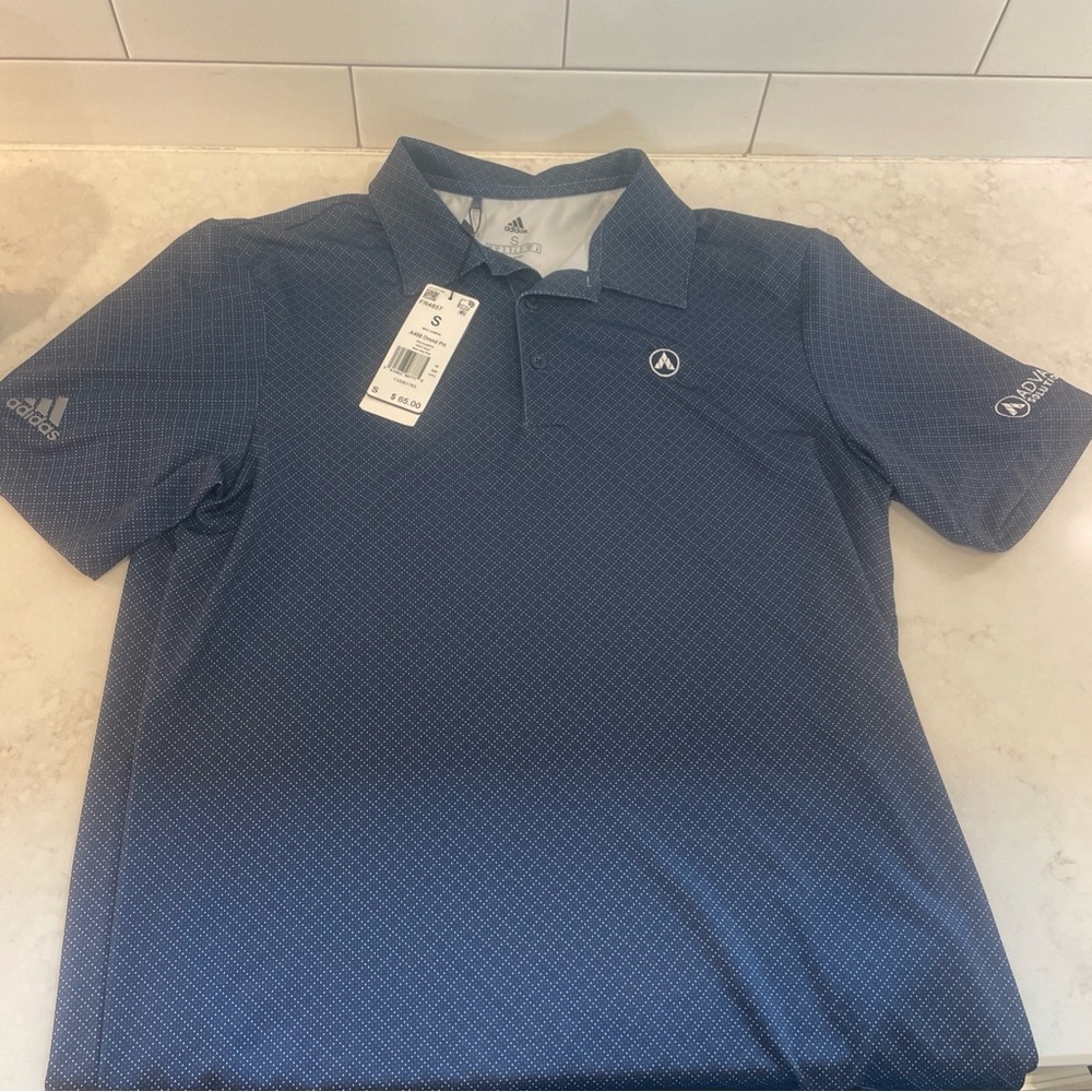 Adidas Diamond Dot Print Golf Polo A498 Navy Blue White Grey Men’s Size S